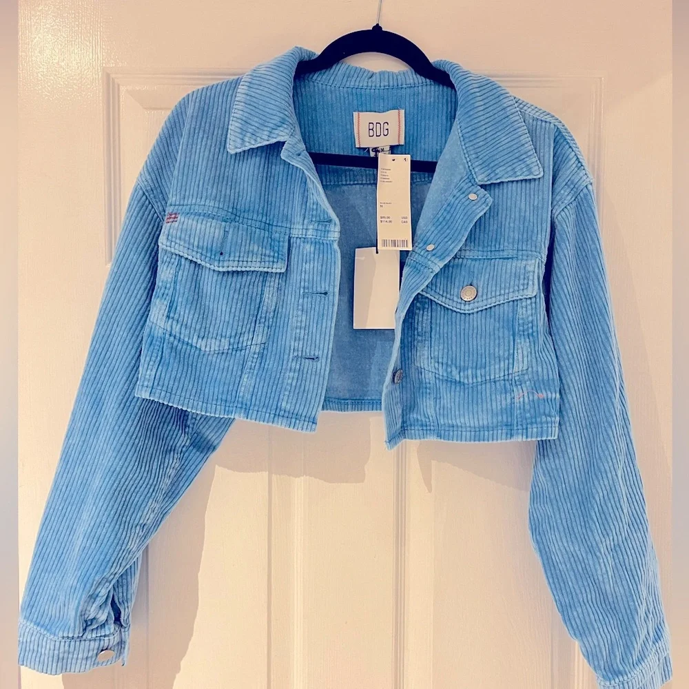 BDG Carissa Corduroy Cropped Jacket NWT Size M Blue - Picture 4 of 5